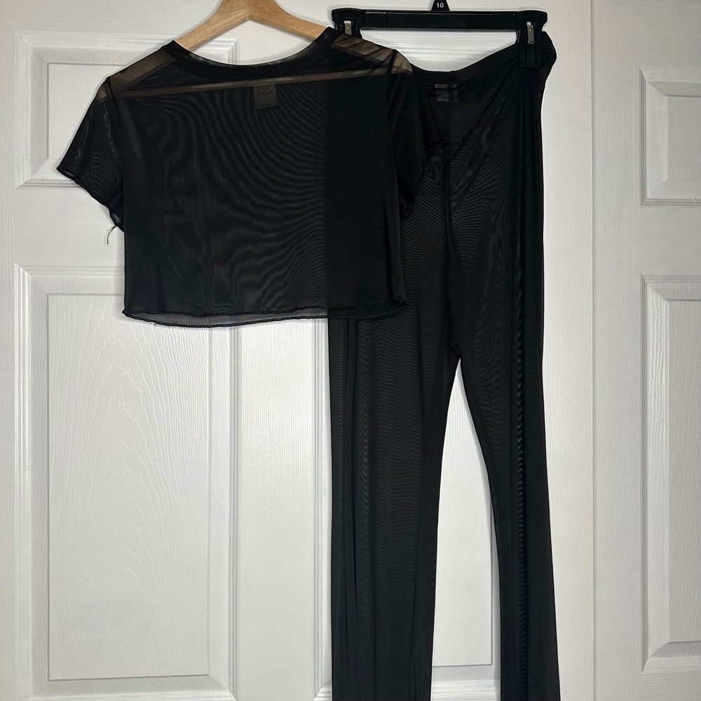 Wild fable mesh crop top ant set cover up black M/S